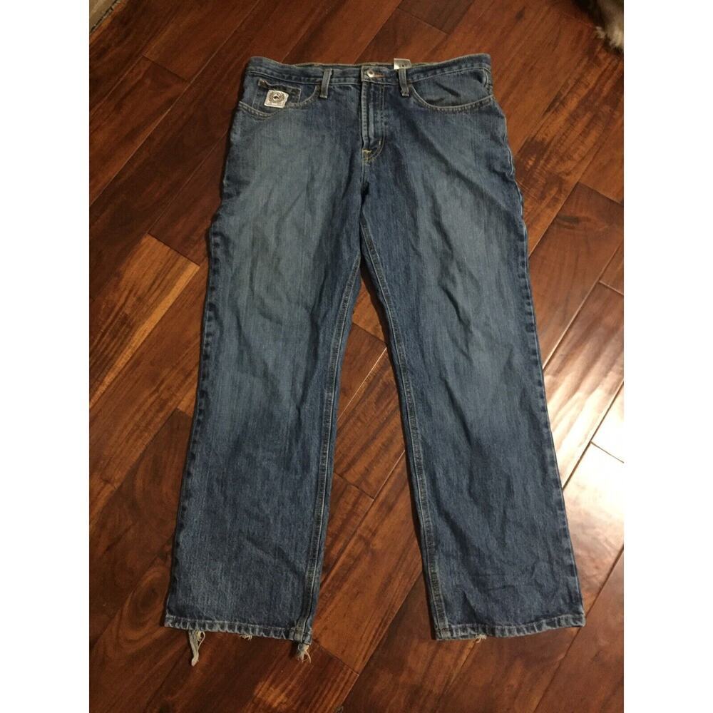 Cinch Ian Jeans Men's 35Wx30L Dark Wash Fade Denim Western Cowboy Distressed